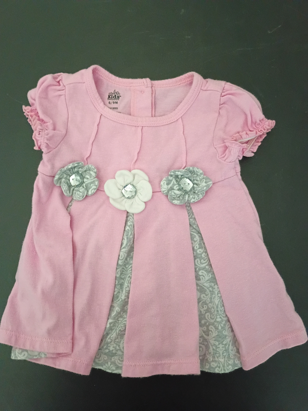Kids Headquarters Baby Girls Pink Floral Embellished Tunic Dress, Size 6-9 Month